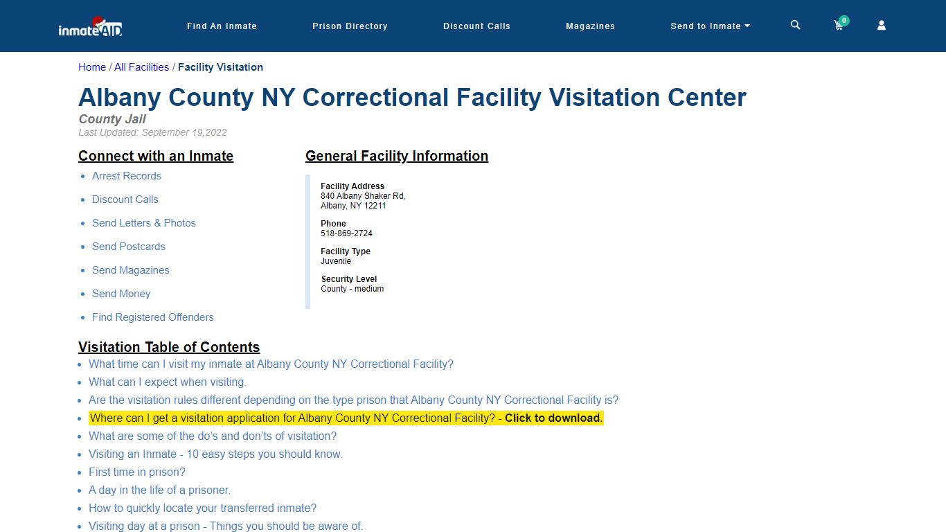 Albany County NY Correctional Facility | Visitation, dress code ...