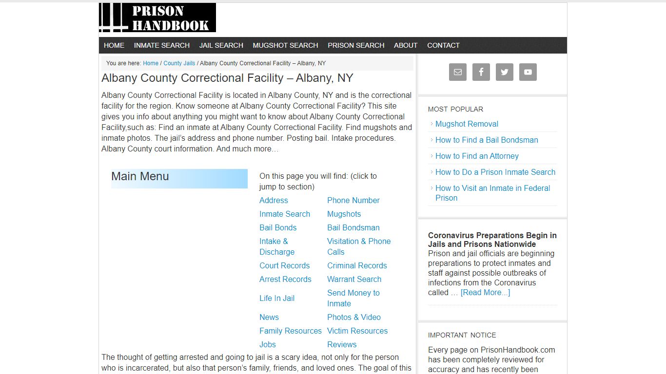 Albany County Correctional Facility – Albany, NY - Prison Handbook