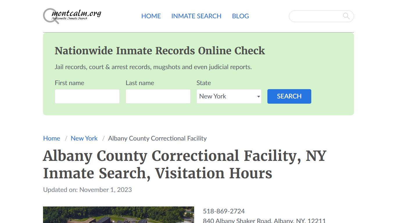Albany County Correctional Facility, NY Inmate Search, Visitation Hours